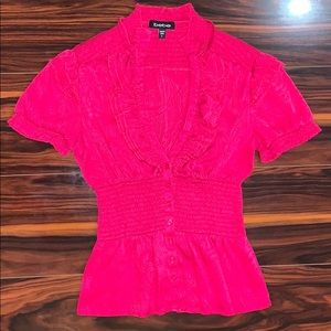bebe Ruffle Plunge Top